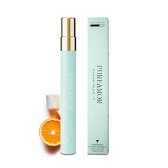 PUREAMOR front bottle showing elegant travel-size design and lasting convenience