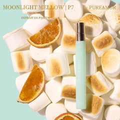 PUREAMOR bottle beside a travel pouch highlighting TSA-friendly compact size