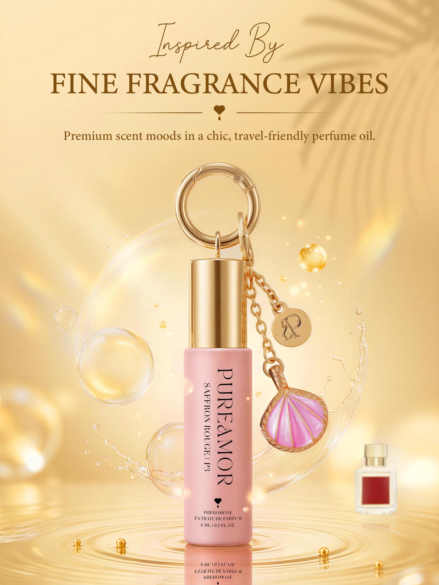 PUREAMOR roll-on applicator close-up for precise, waste-free application