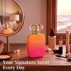 PUREAMOR fine mist spray in action demonstrating even application and long wear