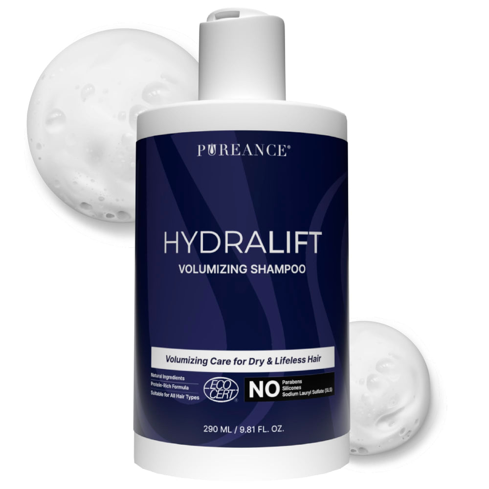 PUREANCE Hydralift front bottle showing product and benefit of visible volume