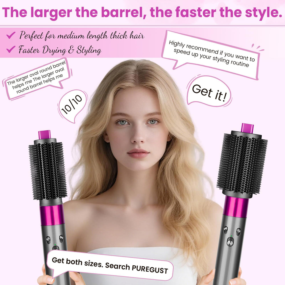 PUREGUST brush in use on long hair creating quick volume and smoothness