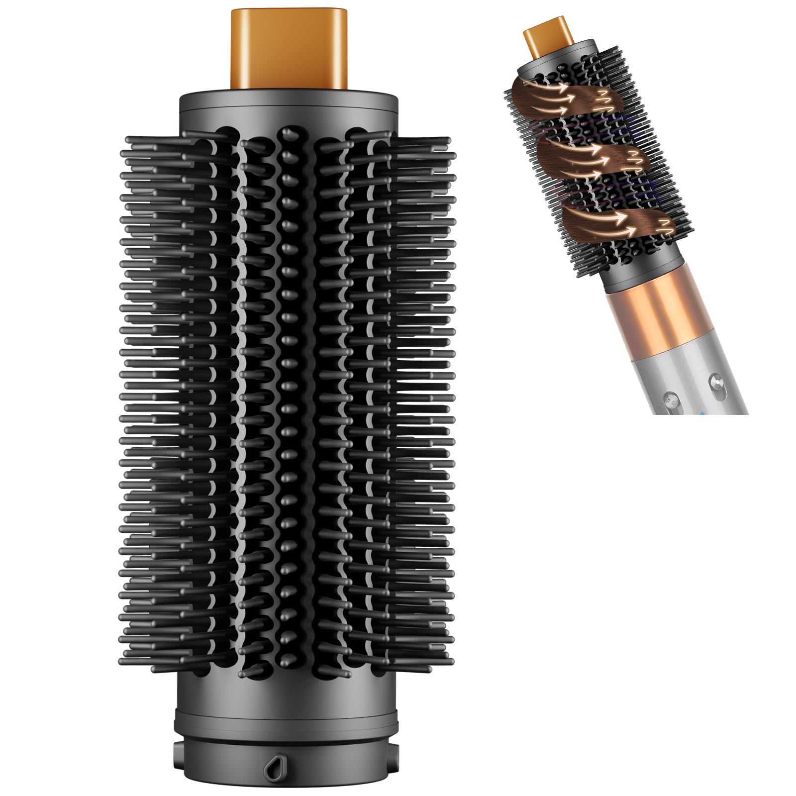 PUREGUST front view of round brush showing compact barrel and styling benefit