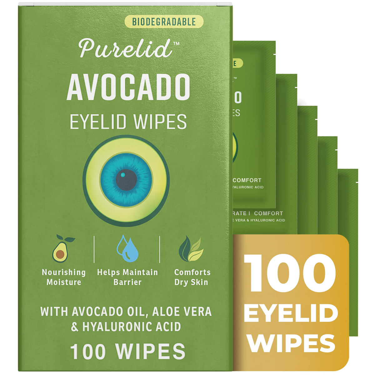 PURELID front box packaging showing 100 wipes for easy storage and convenience