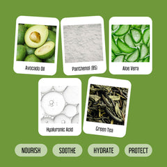 PURELID ingredient display with avocado oil and aloe showing nourishing benefits