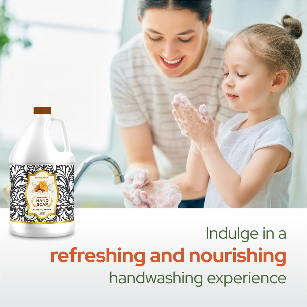 Foaming dispenser being filled with Puremax refill, ensuring consistent foam benefit