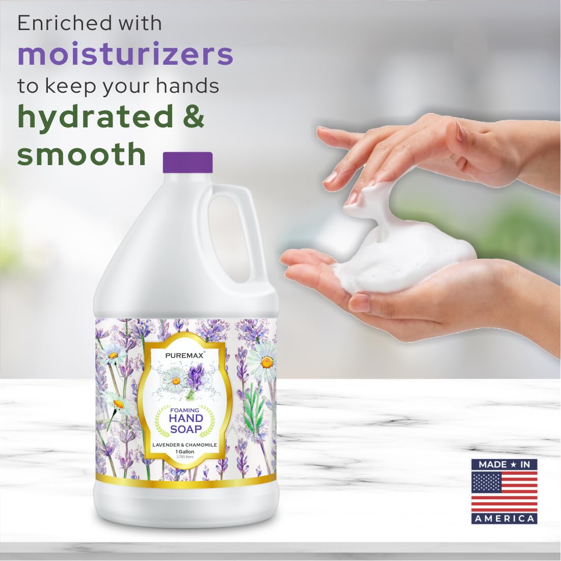 Puremax being poured into a foaming dispenser for easy refills benefit