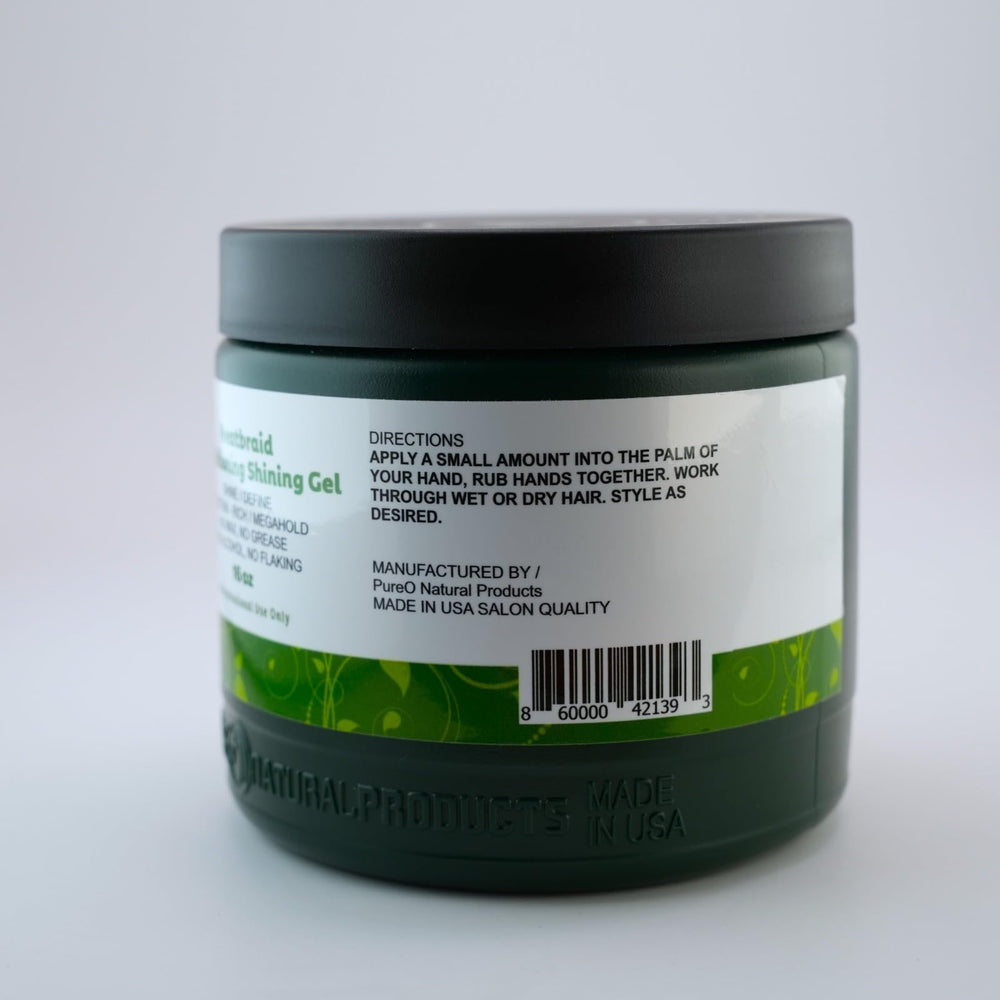 PureO Neatbraid gel texture close-up demonstrating smooth, glossy consistency