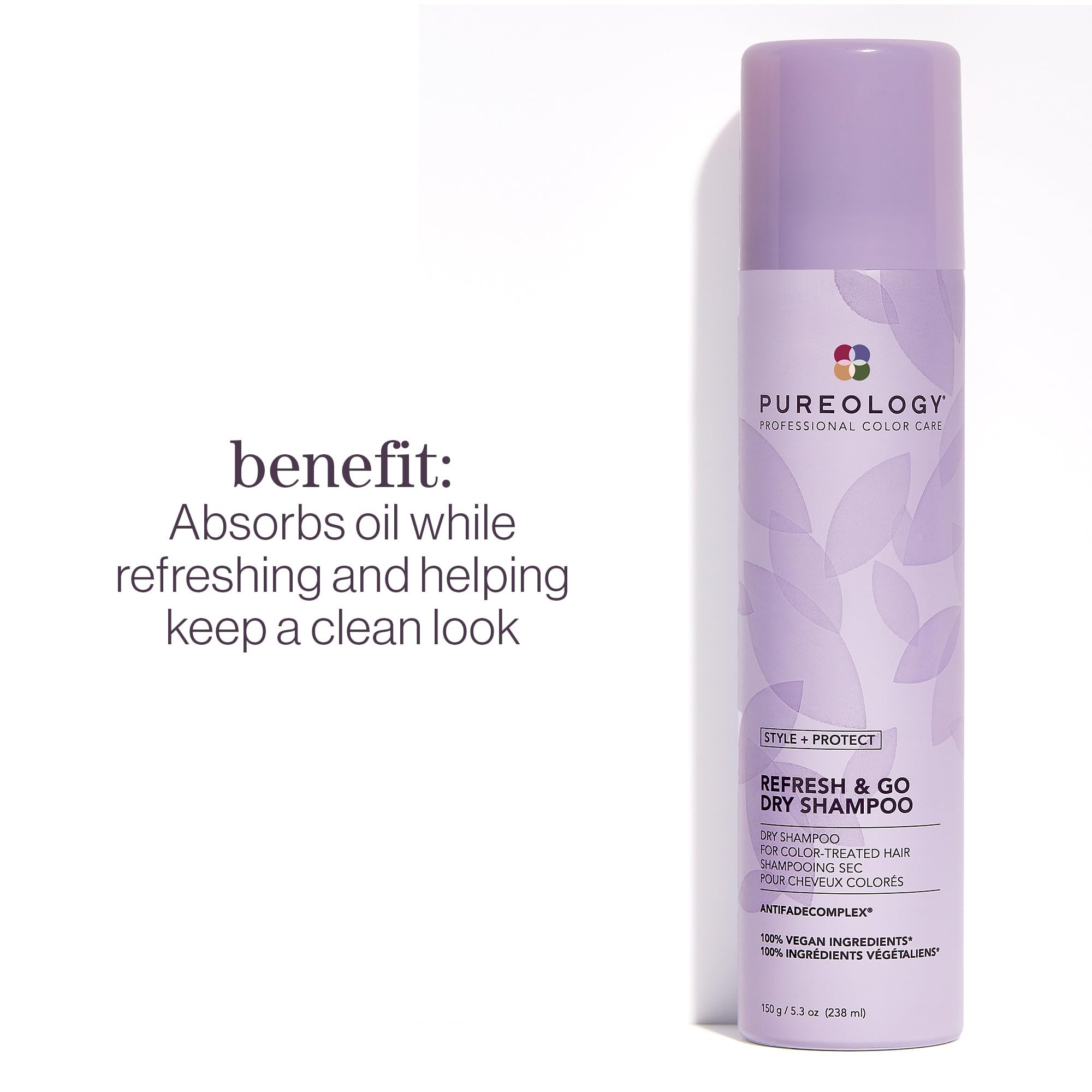 Pureology spray action at roots demonstrating quick oil absorption benefit