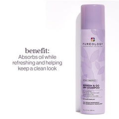 Pureology spray action at roots demonstrating quick oil absorption benefit