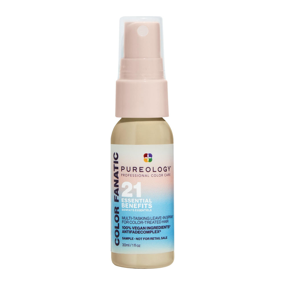 Pureology front packaging shows compact 1 fl oz bottle and benefits