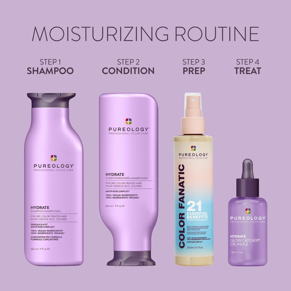 Pureology bottle in shower lifestyle setting for everyday use benefit