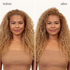 Pureology spray in use on styled hair showing fast-drying, lasting hold