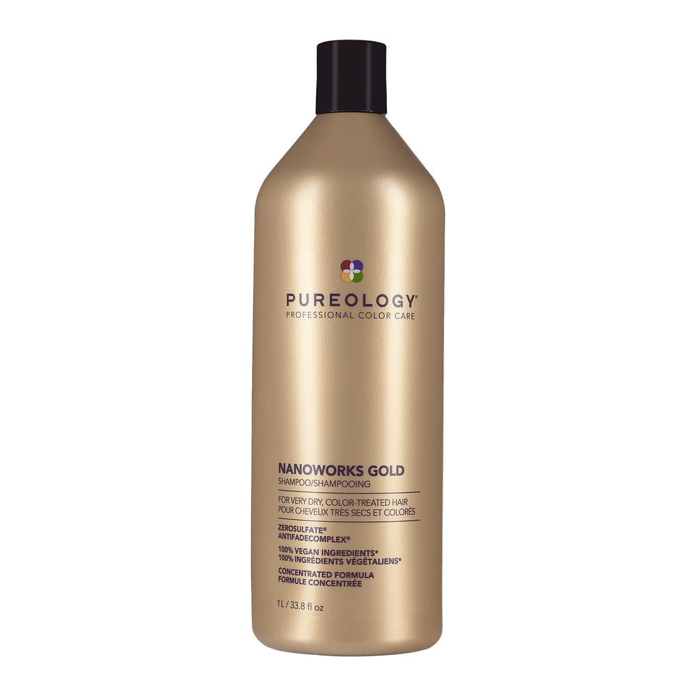 Pureology Nanoworks Gold front bottle showing 33.8 fl oz label and professional look