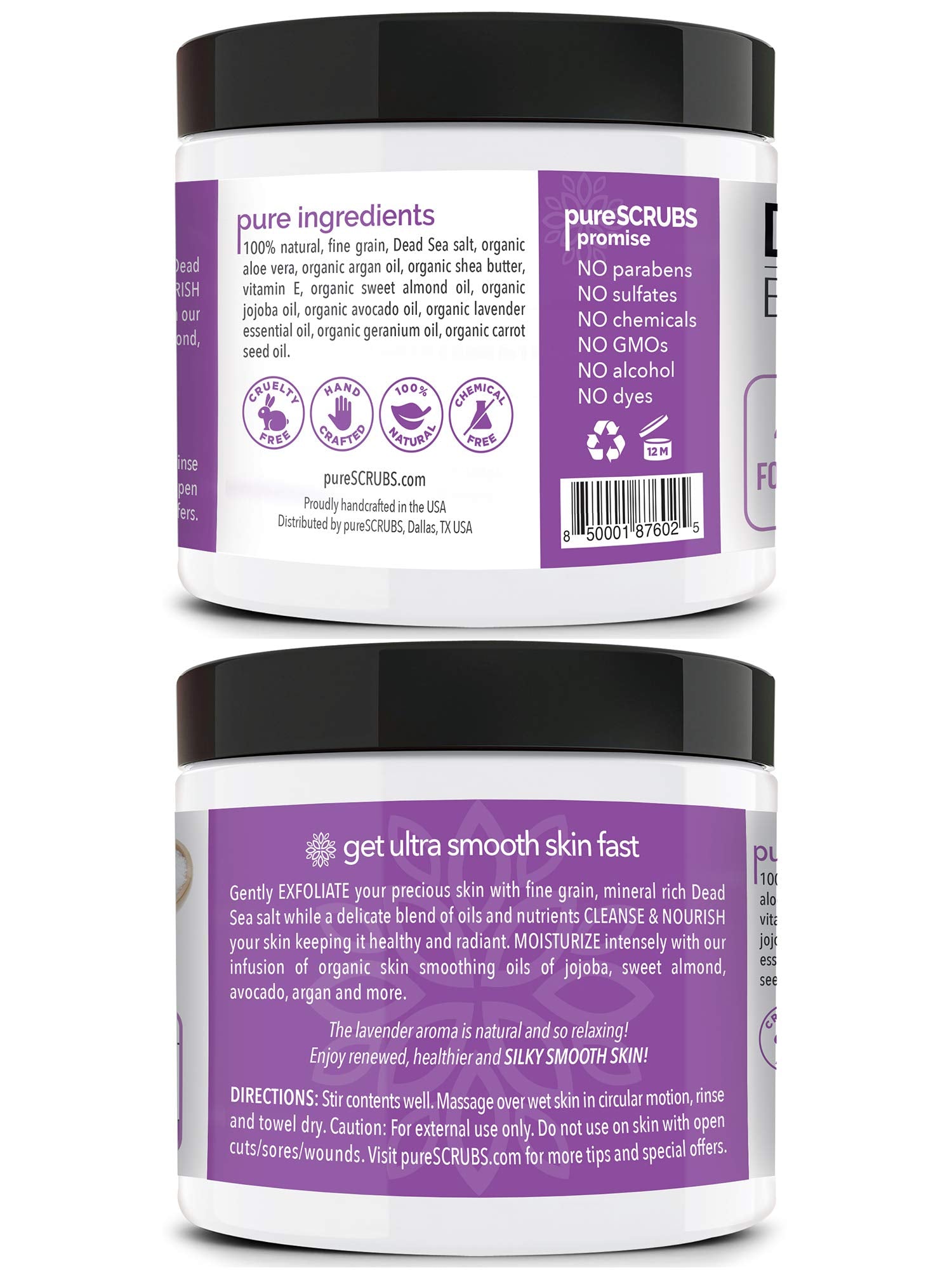pureSCRUBS scrub being massaged on damp skin for immediate softness
