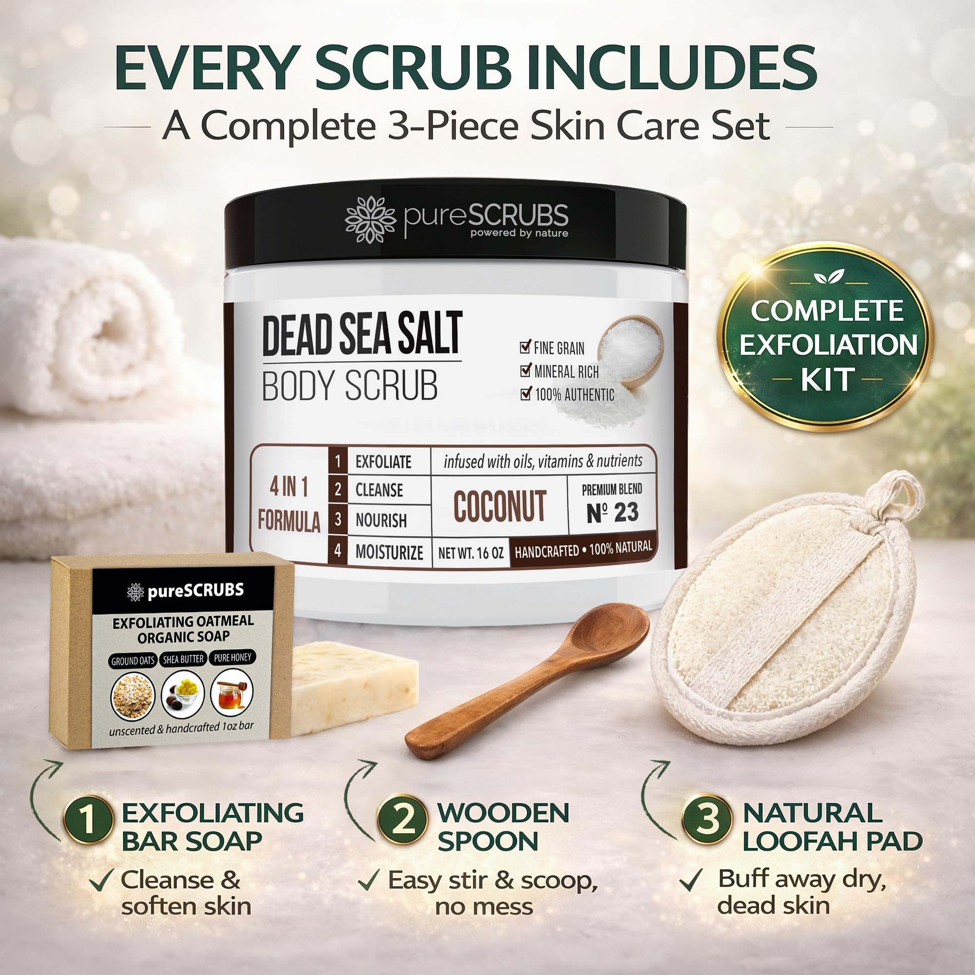 pureSCRUBS oatmeal exfoliating soap 1oz for soothing micro-exfoliation