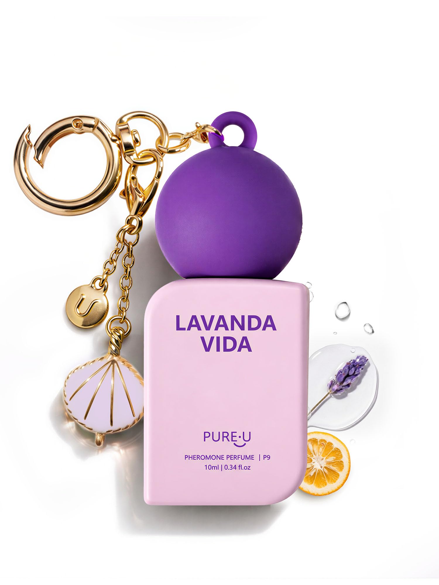PUREU front packaging showing bottle and keychain for easy carry