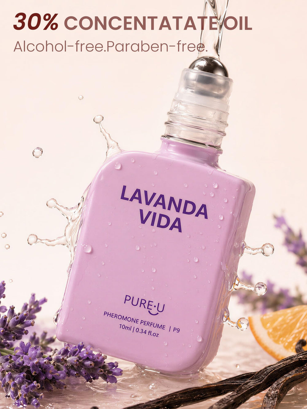 PUREU bottle next to coin to display compact 10ml travel size