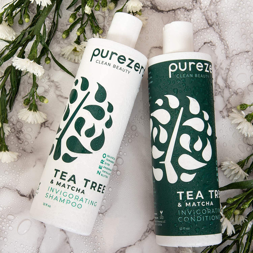 Purezero bottles on vanity suggesting everyday haircare routine