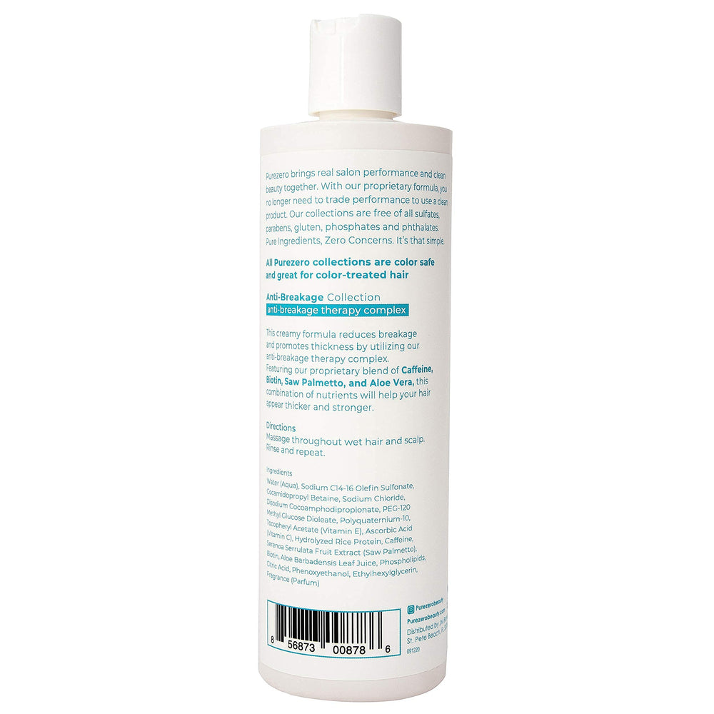 Purezero color-safe label detail emphasizing hair color protection benefit