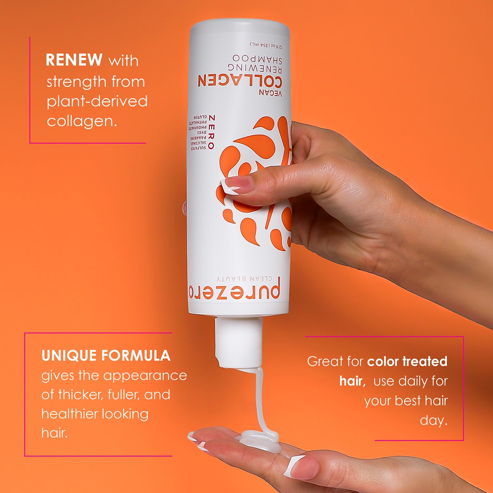 Purezero conditioner cream close-up demonstrating rich hydration for smoother hair