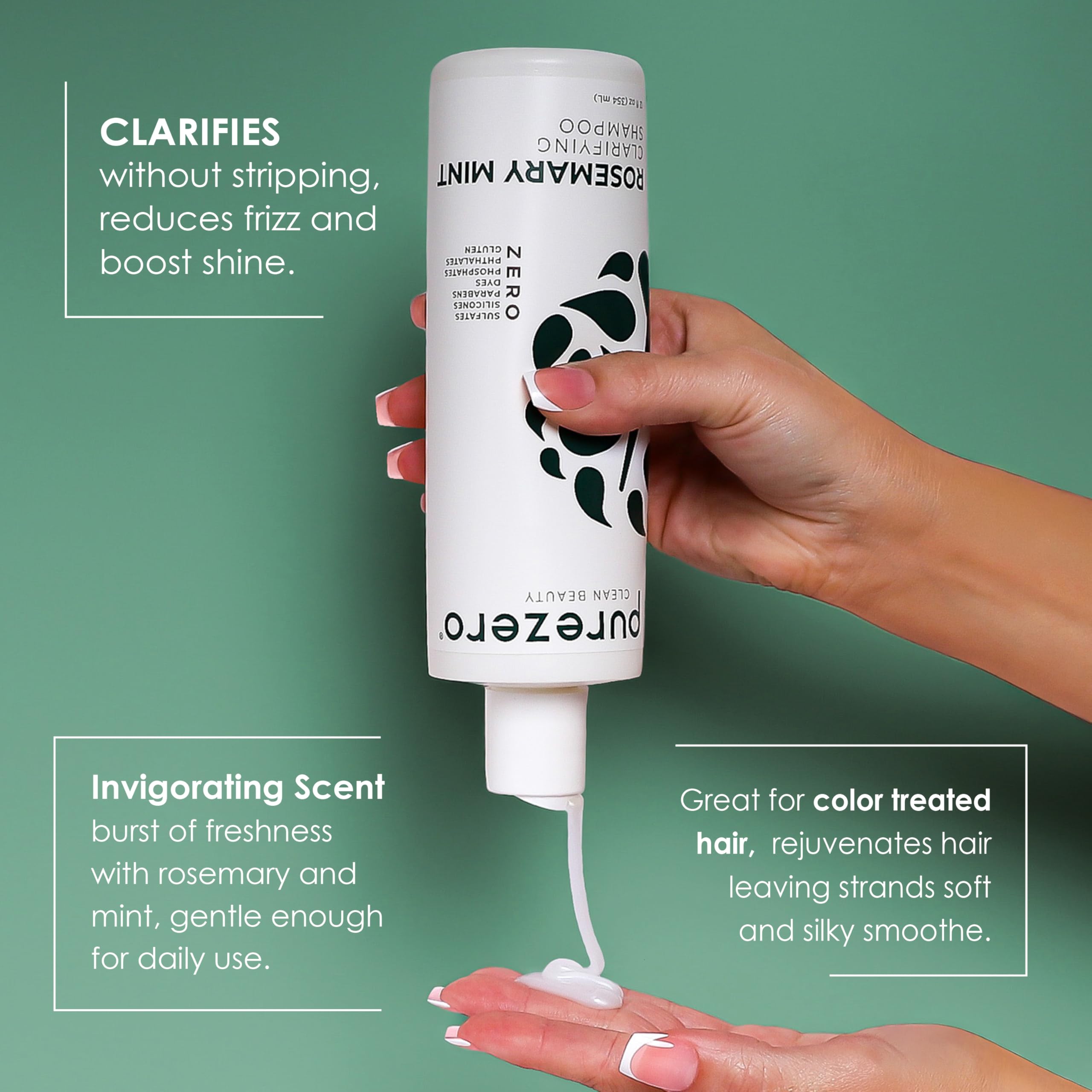 Purezero set styled on bathroom shelf, spa-like routine and fresh scent
