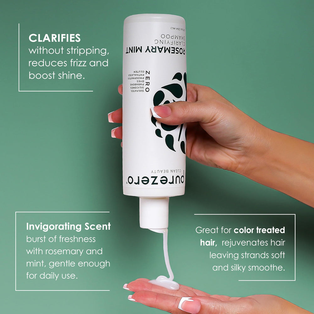 Purezero set styled on bathroom shelf, spa-like routine and fresh scent