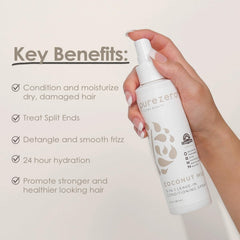 Purezero coconut milk spray texture close-up demonstrating lightweight finish