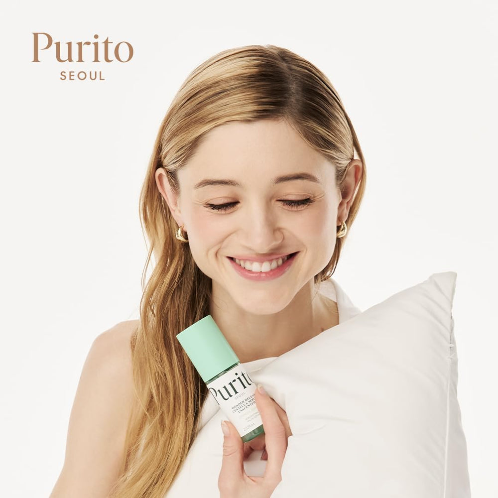 PURITO before and after skin image suggesting reduced redness