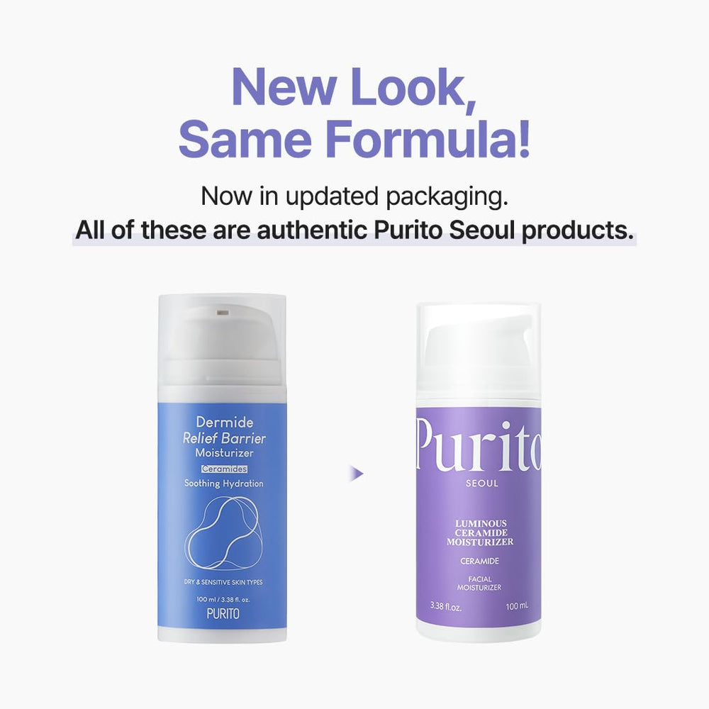 PURITO before-and-after soothing visual showing reduced redness