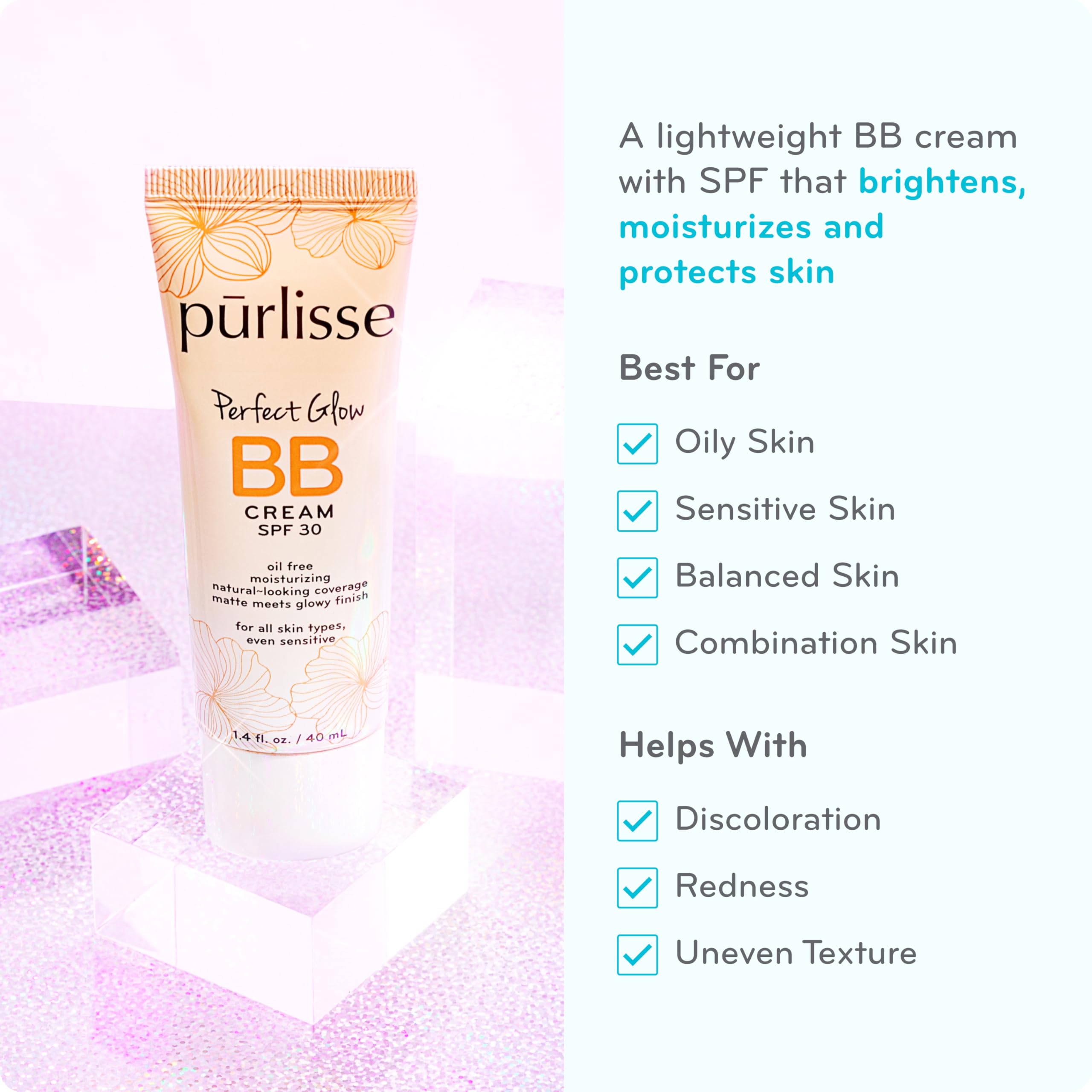 pūrlisse creamy BB cream texture close-up highlighting blendable consistency
