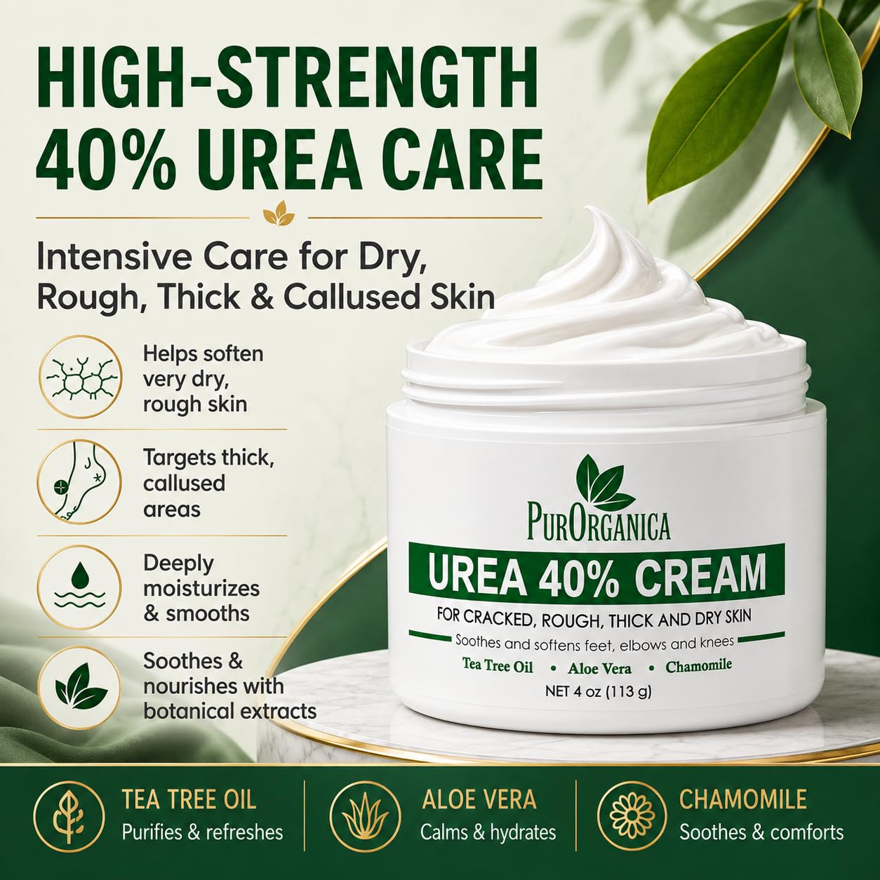 PurOrganica close-up ingredient label showing urea concentration detail