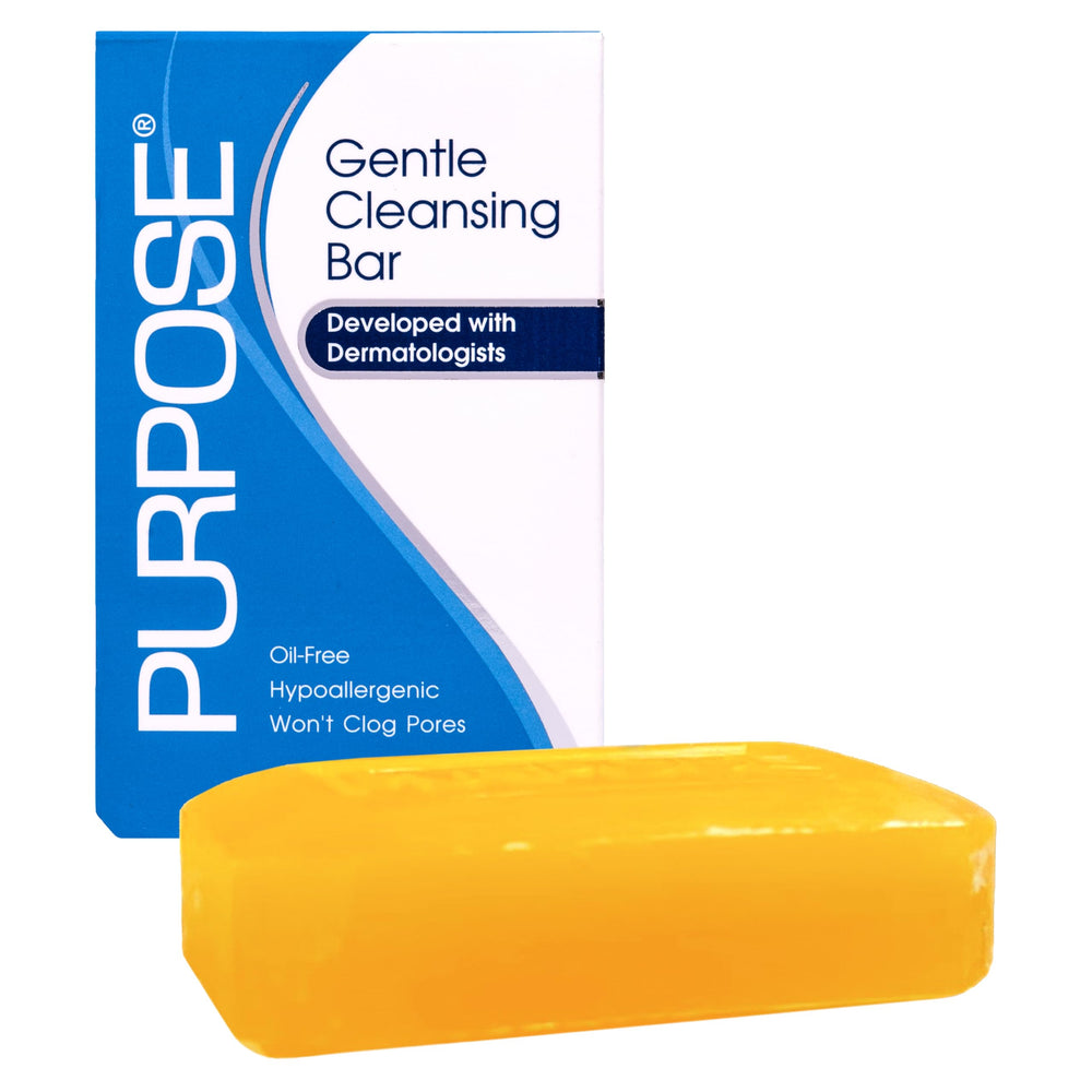 PURPOSE cleansing bar close-up texture highlighting smooth, mild surface