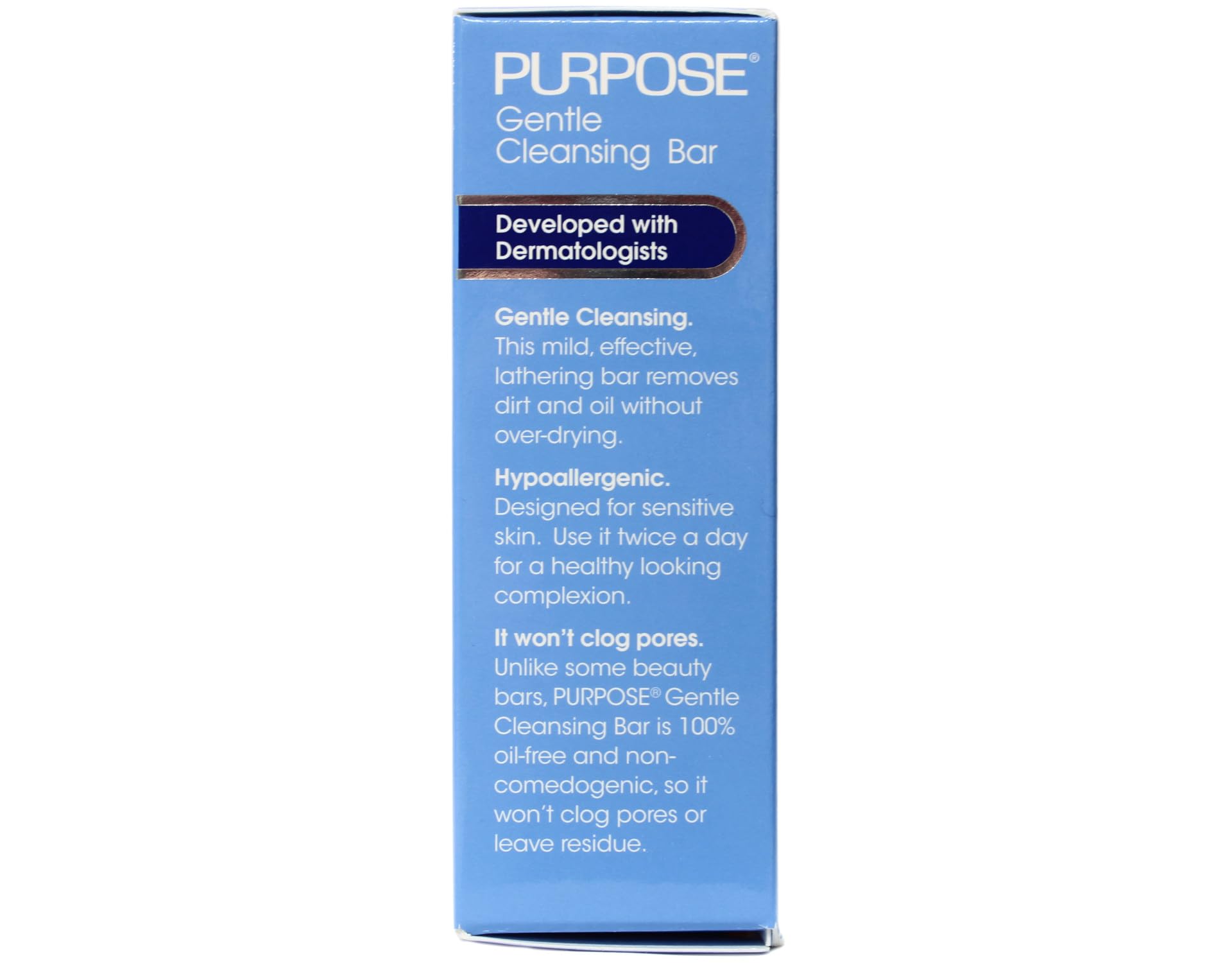 Purpose cleansing bar close-up texture highlighting smooth, non-greasy feel