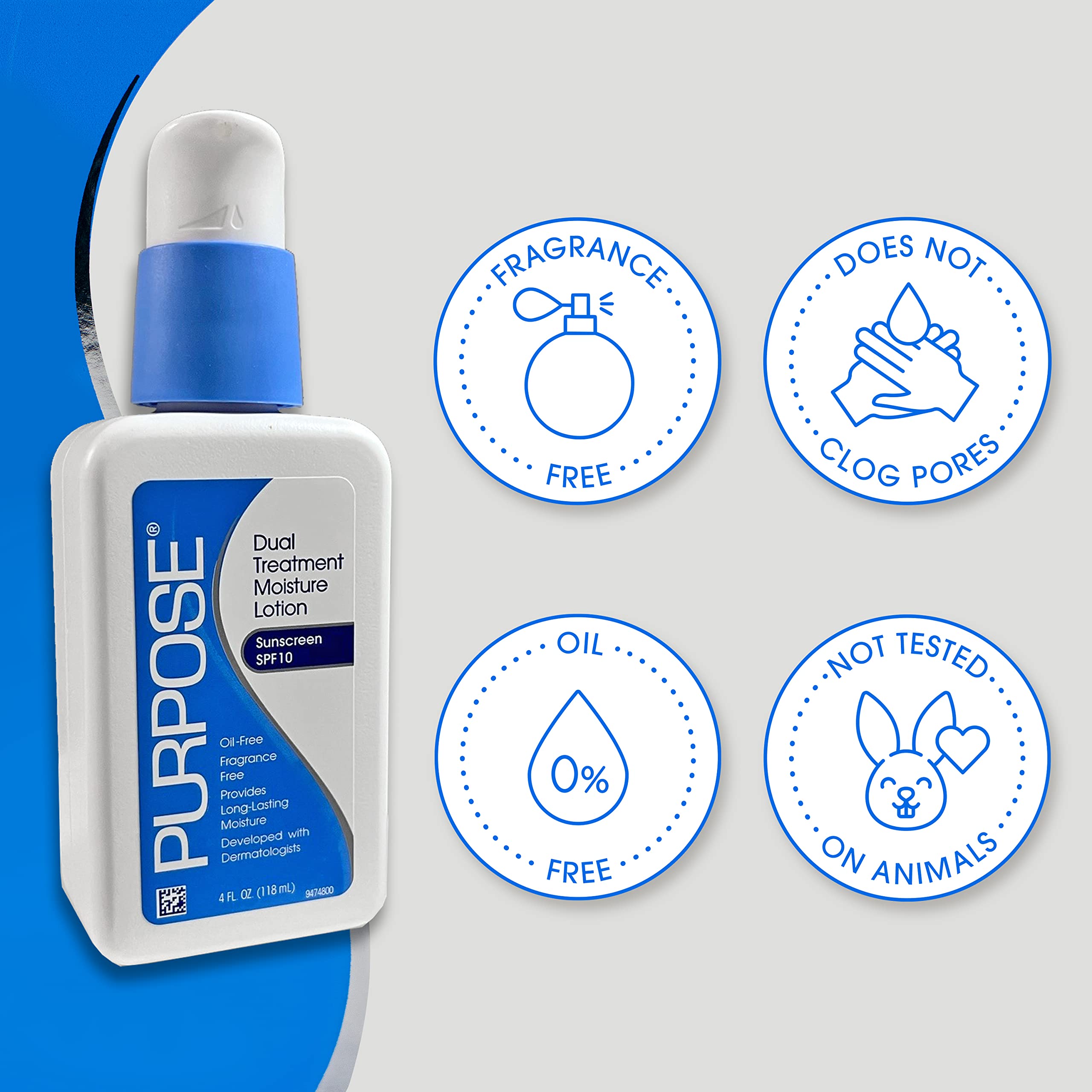 Purpose label and ingredient list view highlighting fragrance-free benefit