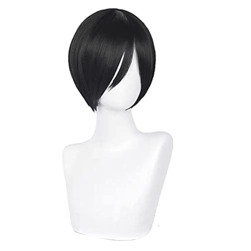 PWEINCY front view short black wig shows natural look and framing benefit