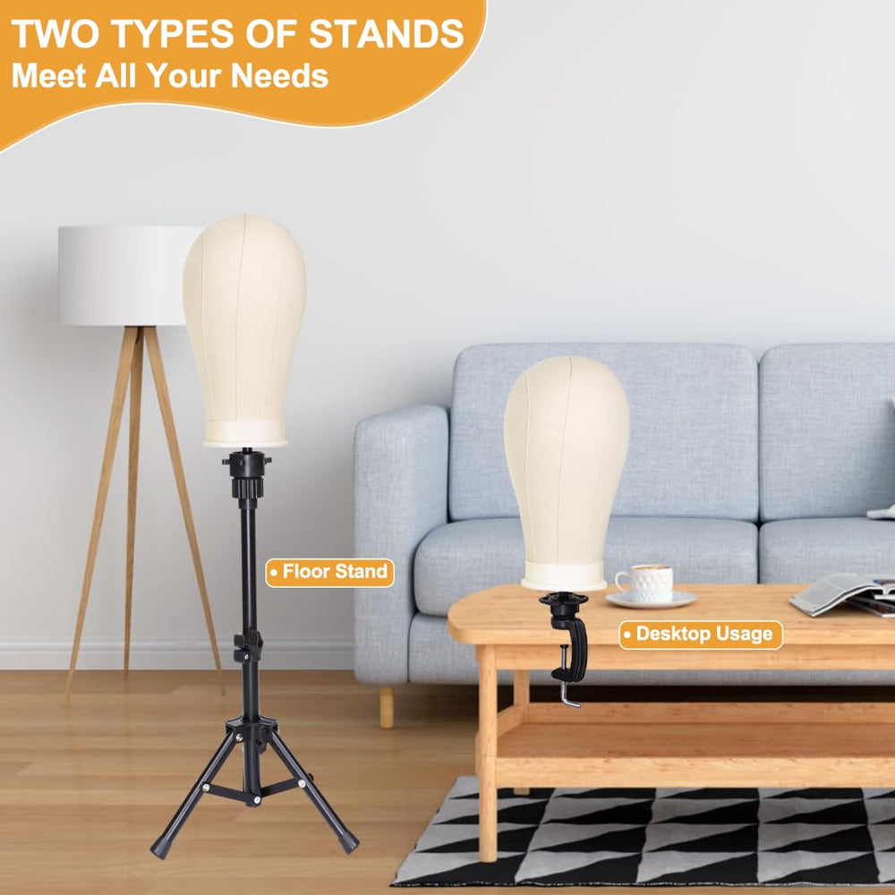 PWEOUKE tripod stand fully extended showing adjustable height for styling