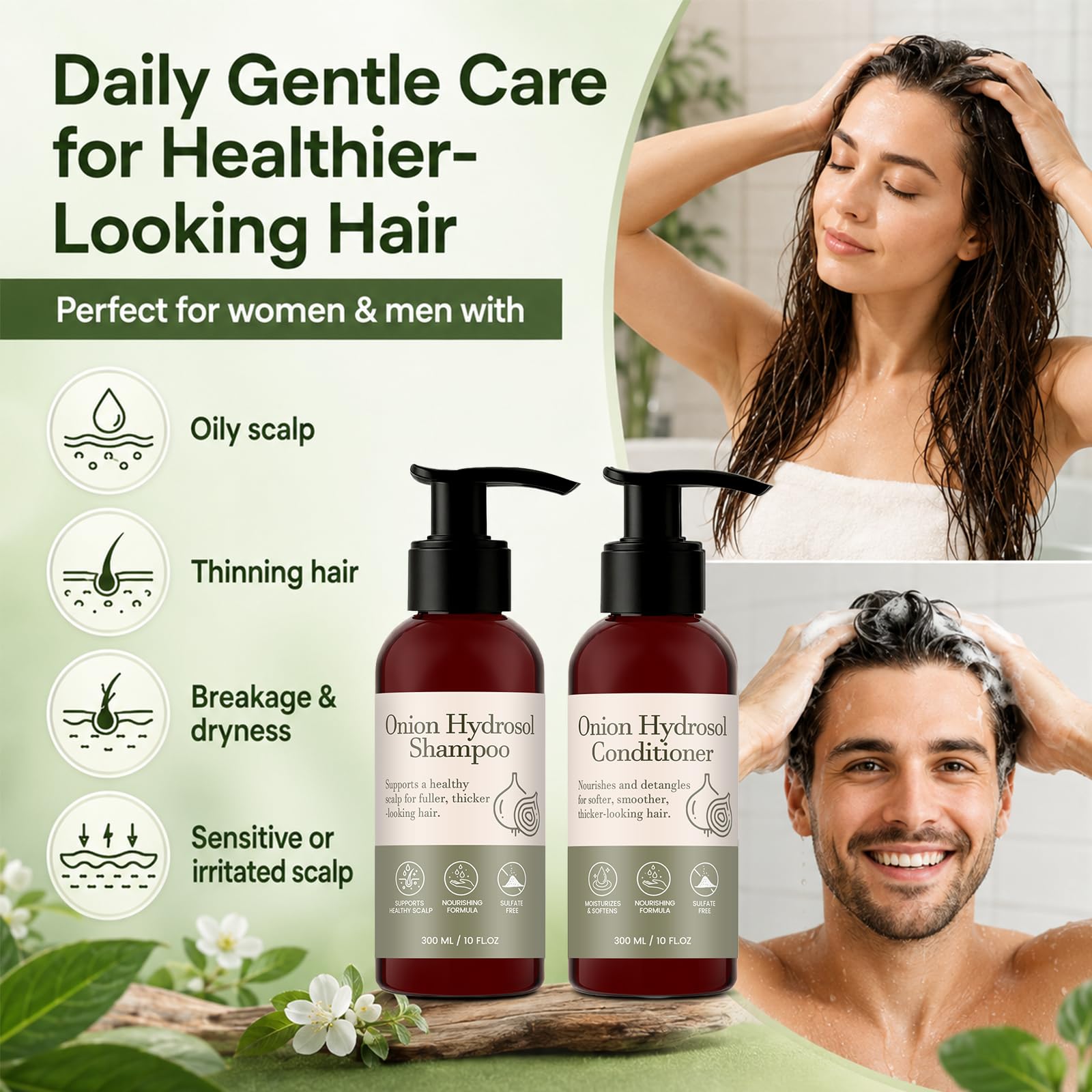 Pwkvsn shampoo on bathroom shelf suggesting daily routine ease