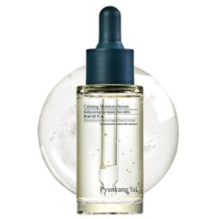 Pyunkang Yul bottle front view showing clear calming serum and clean design benefit