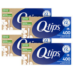 Q-tips front packaging showing 4-pack and quantity, brand visible for convenience