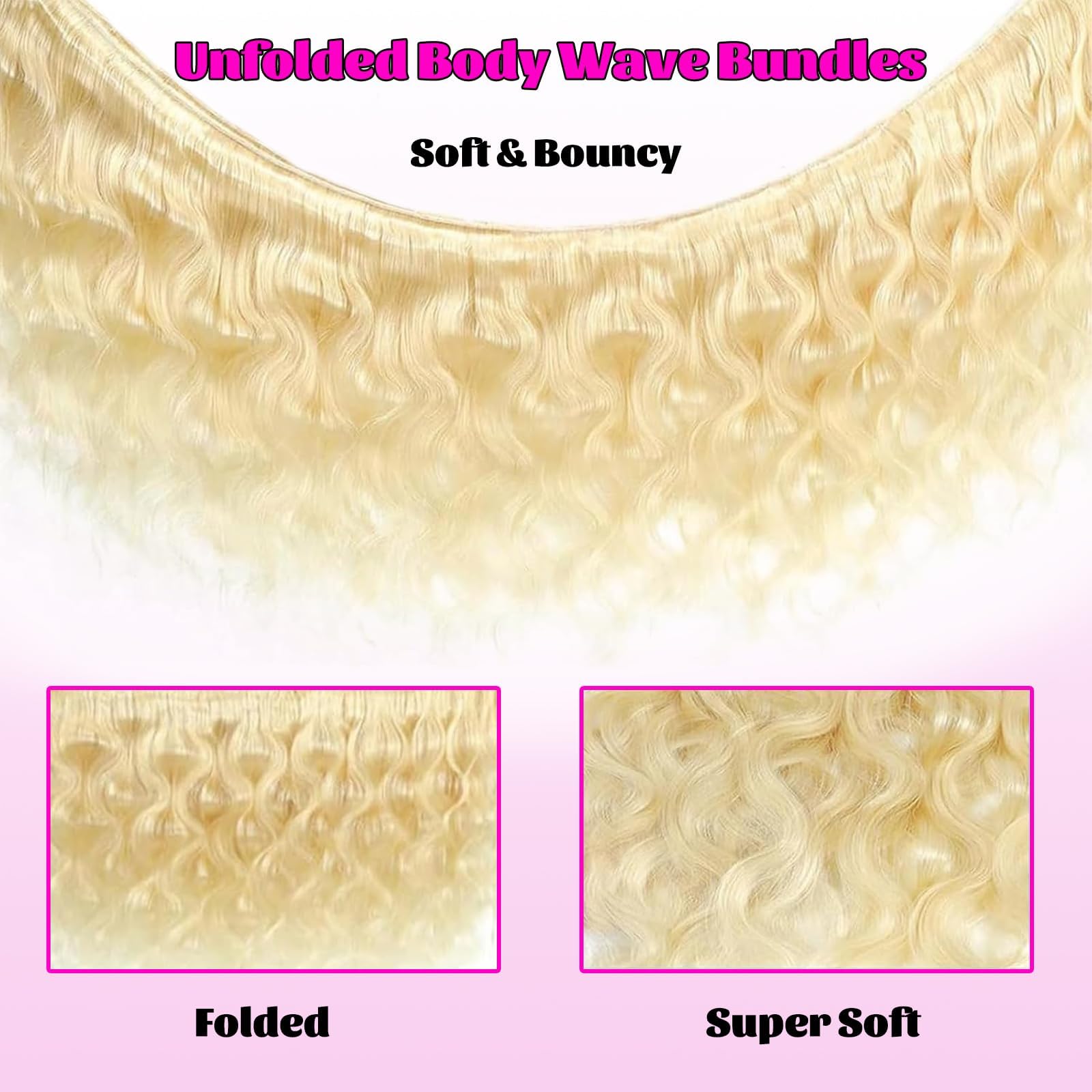 QBRVP swatch of bleached and dyed 613 strands showing dyeability and styling benefit