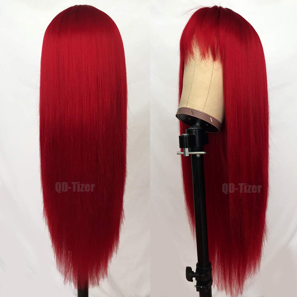 QD-Tizer wig on mannequin with sparse bangs, shows flattering face frame