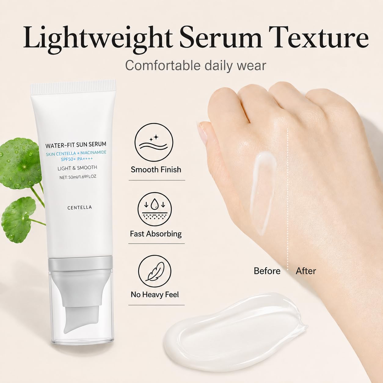 QIAOREYIFAG sunscreen blended on hand demonstrating no white cast benefit