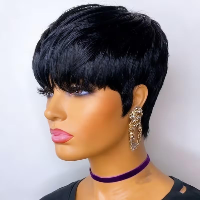 QiaQiaRing front view pixie wig showing natural hairline and polished look