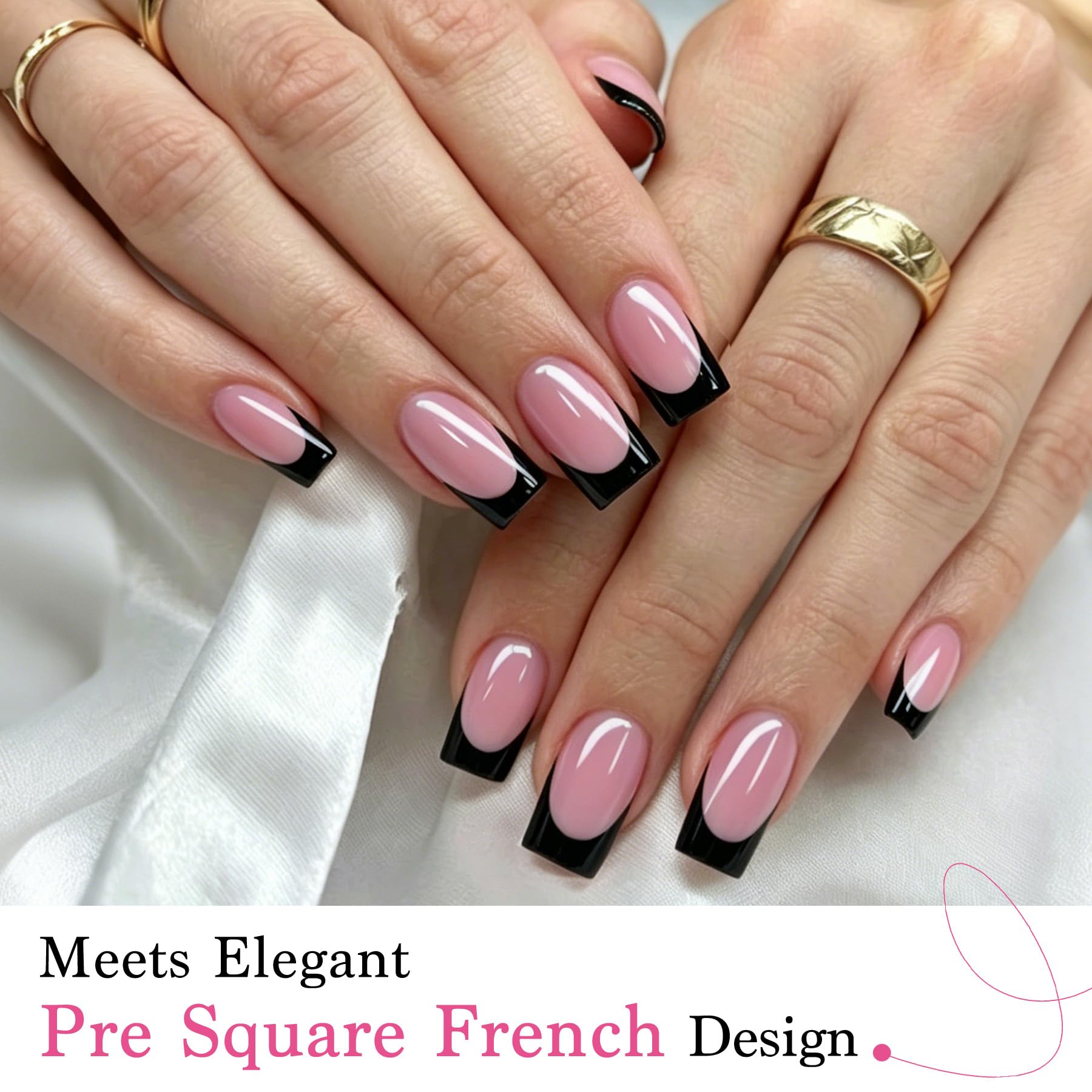 QIEK close-up of 3mm black French tip highlighting sharp contrast and clean edge