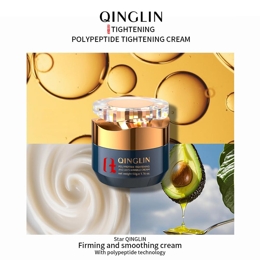 QINGLIN ingredients label close-up revealing peptides and hyaluronic acid