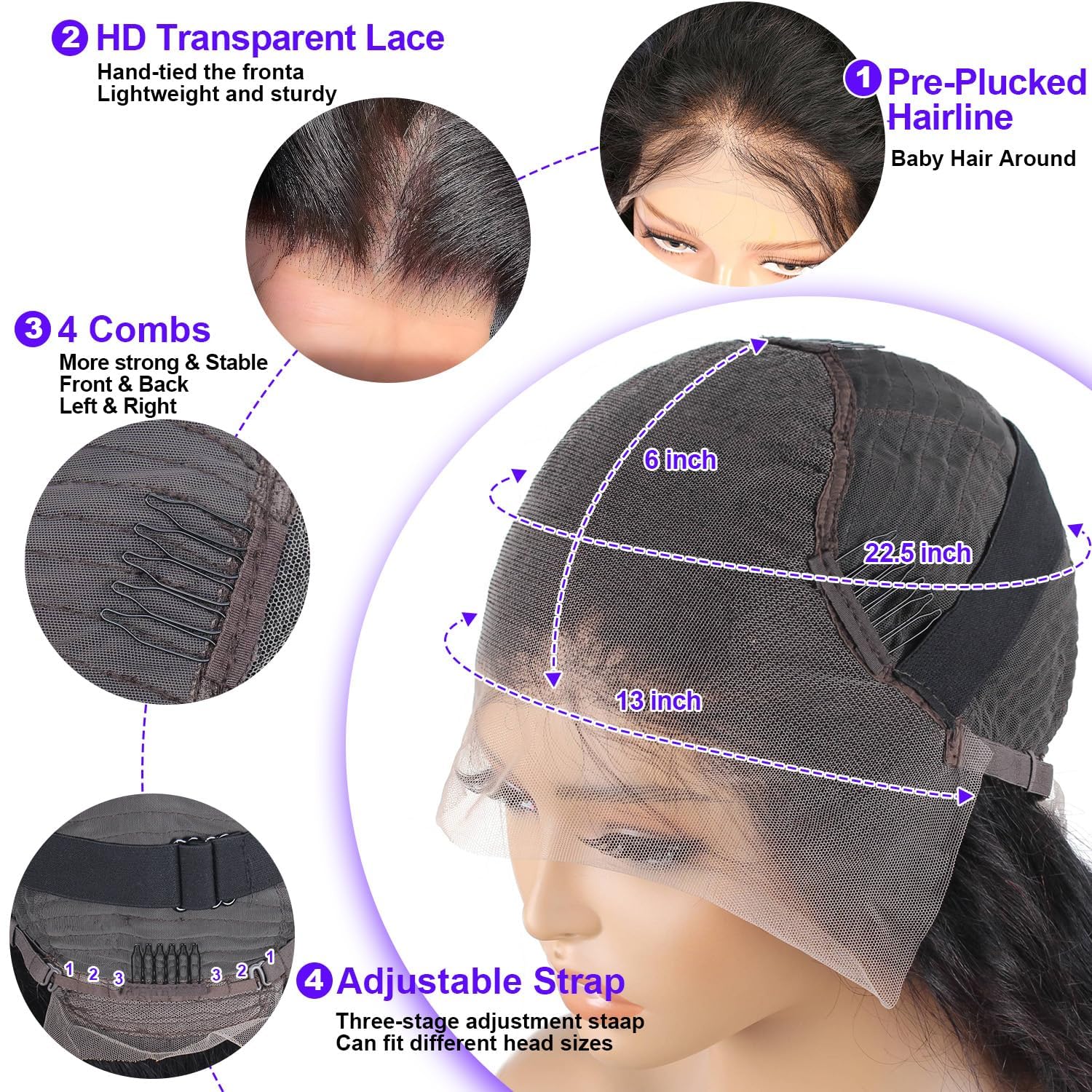 QJQHVES back view highlighting 30-inch length and natural wave silhouette