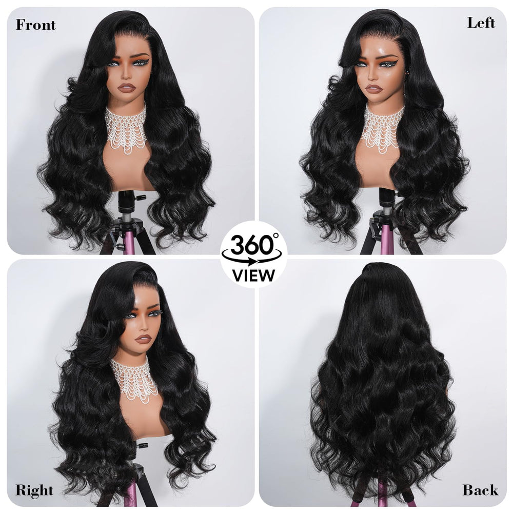 QJQHVES close-up of 13x6 HD transparent lace frontal for realistic parting