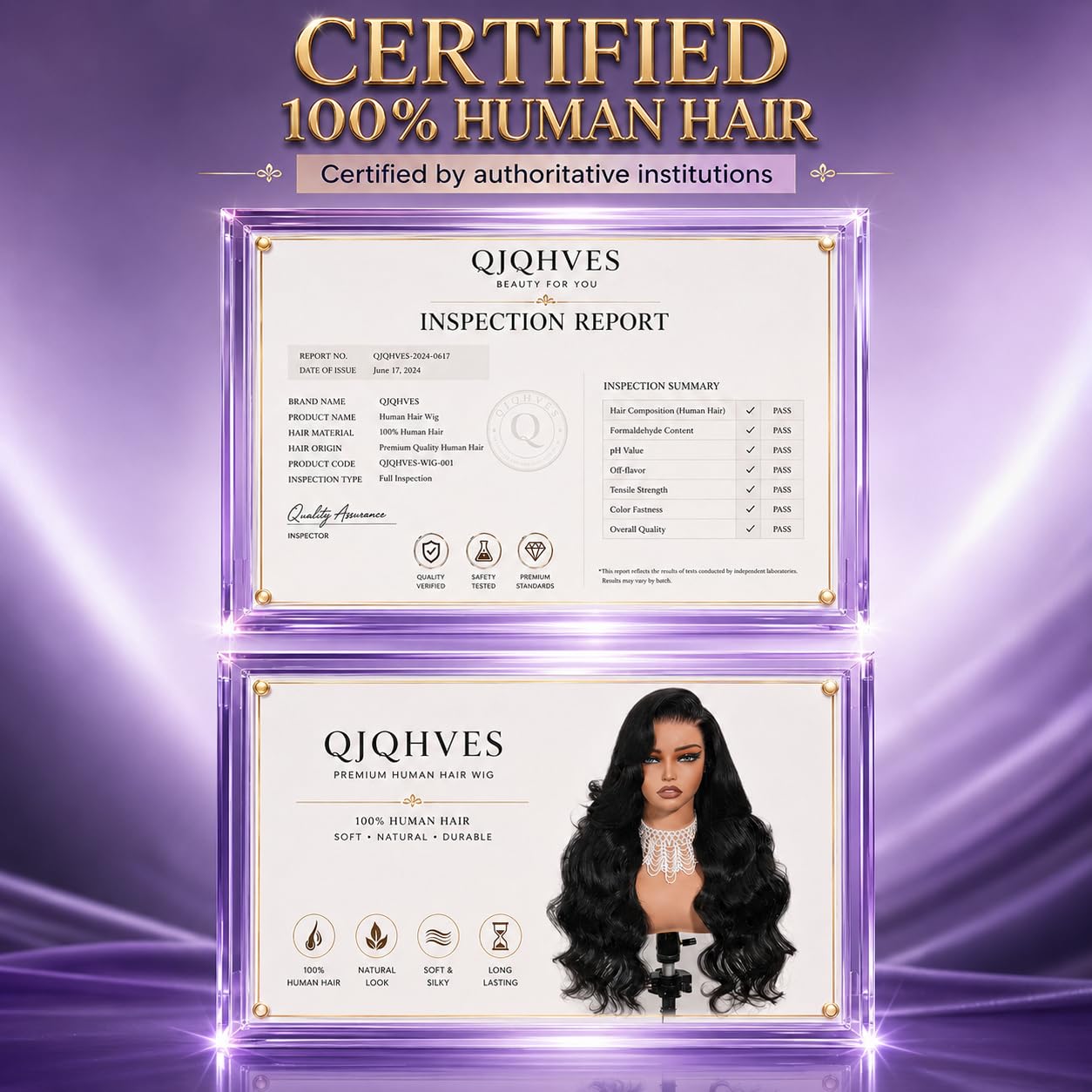 QJQHVES lifestyle shot of model wearing wig outdoors for real-world appeal