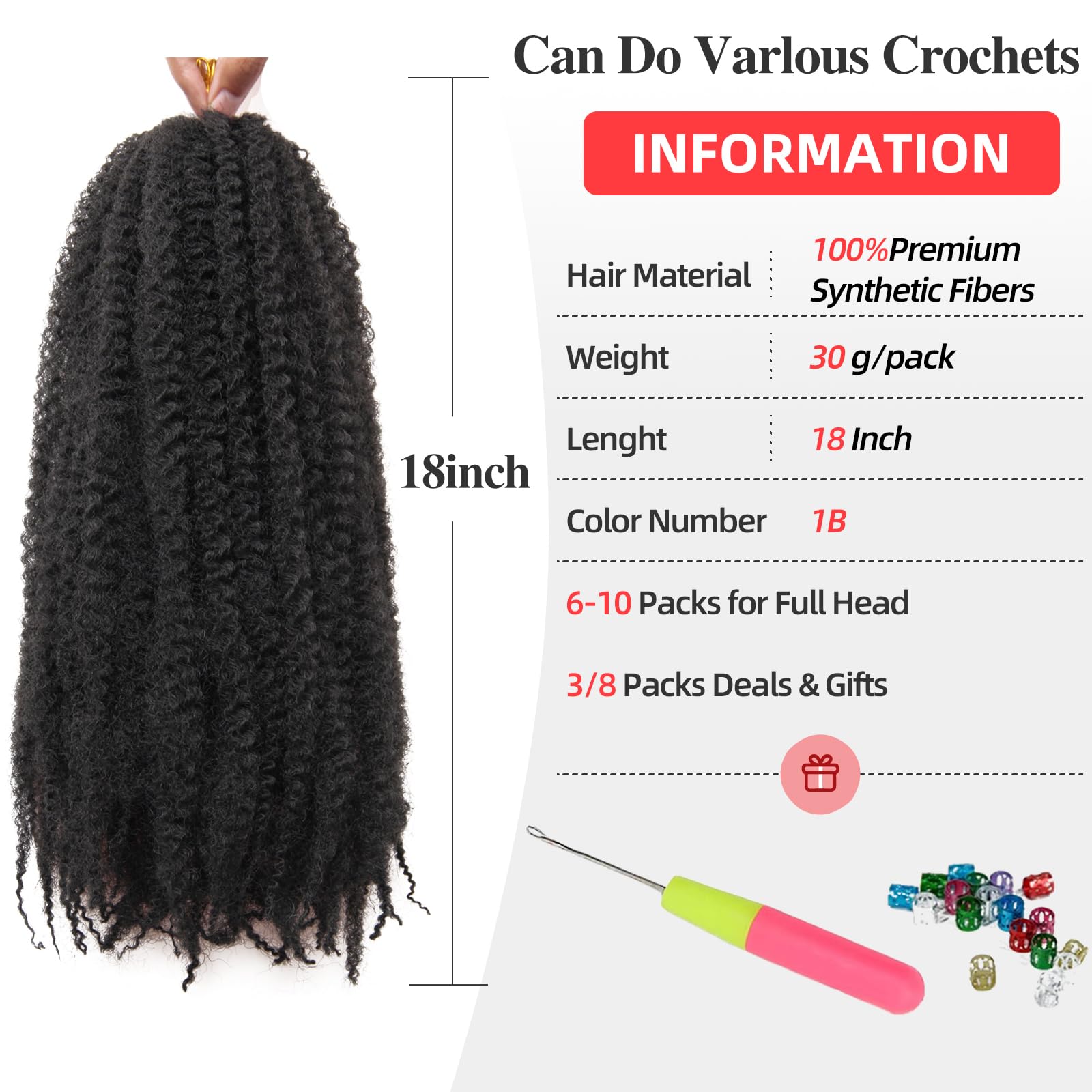 QRHSUKA crochet hook and metal rings included for quick installation and secure hold